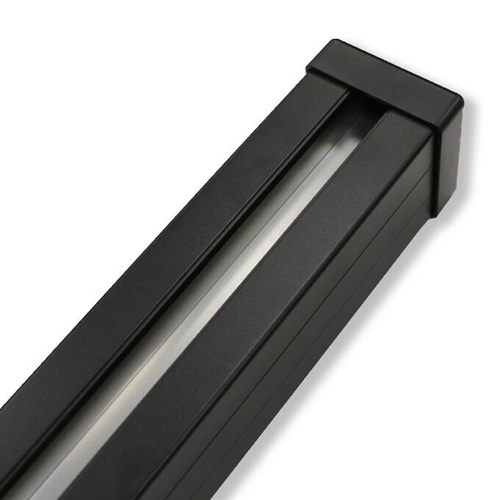 Black 2.4m Aluminium 3-way Post (75 x 75mm) with 2 filler strips & plastic cap